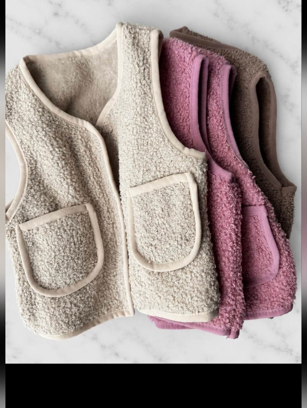 Three Cozy Sherpa Kids Vest - Cream & Pink Options 12-18 Months